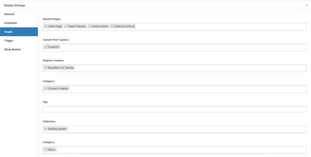BoostBox Pro - Target Settings \(example\)