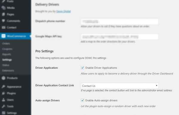 Delivery Drivers for WooCommerce Pro - WooCommerce Settings