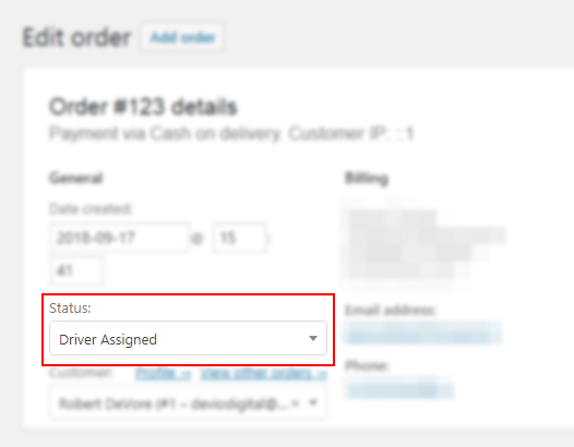 Delivery Drivers for WooCommerce - Driver Assigned Order Status