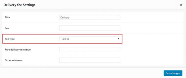 WooCommerce delivery fee type shipping method option