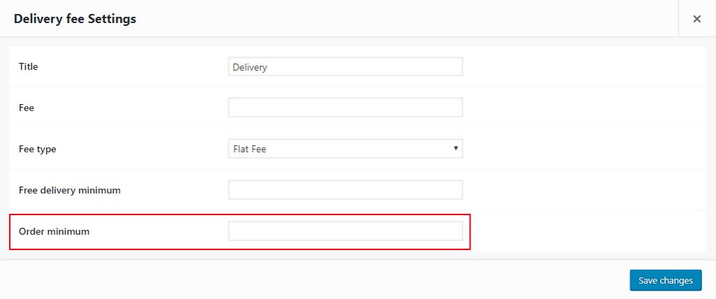 WooCommerce Minimum Order requirement in Delivery Fees for WooCommerce settings